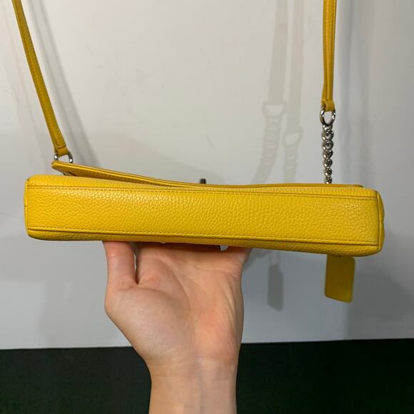 Coach Purse Small Crosstown Crossbody Bag in Yellow With Chain Detail & Turnlock - Picture 13 of 15